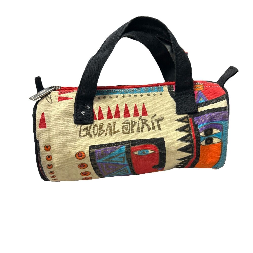 Vintage LAUREL BURCH Global Spirit Colorful Canvas Handbag